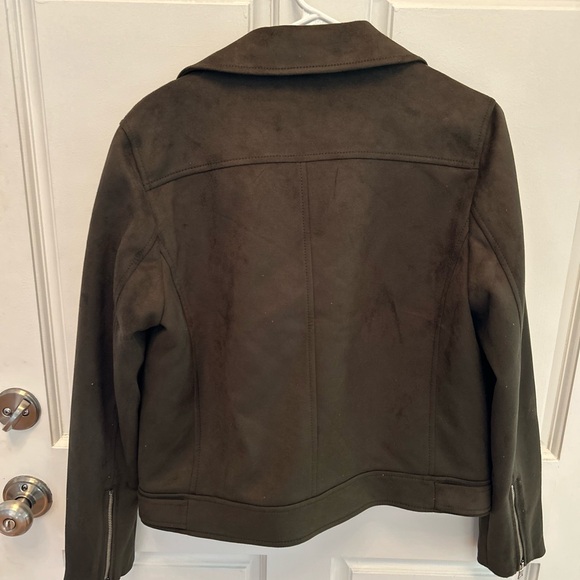 New NWT Loft Moto Jacket Green khaki Medium M - Picture 3 of 7